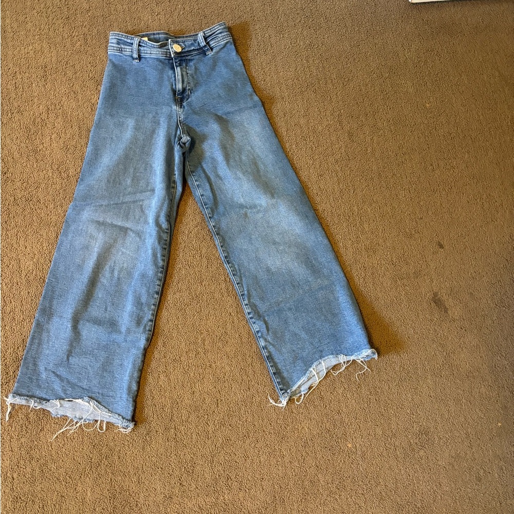Zara Denim Flare Jeans with Frayed Hem